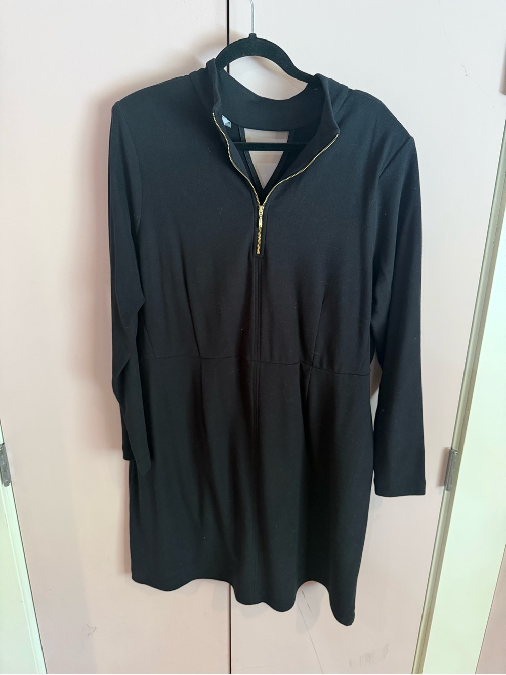 Cabi Harper Dress Black Long-Sleeve Reversible Zip-Front XXL